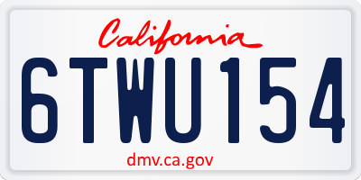 CA license plate 6TWU154