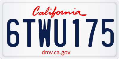 CA license plate 6TWU175