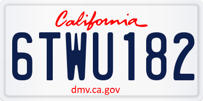 CA license plate 6TWU182