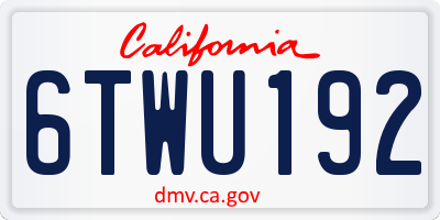 CA license plate 6TWU192