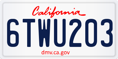CA license plate 6TWU203