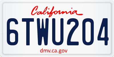 CA license plate 6TWU204
