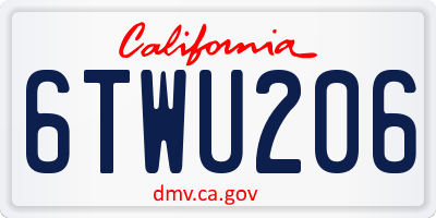 CA license plate 6TWU206