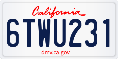 CA license plate 6TWU231