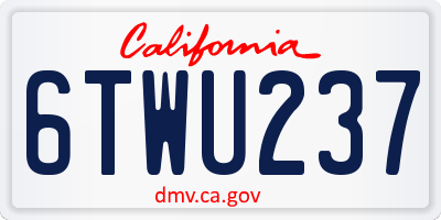 CA license plate 6TWU237