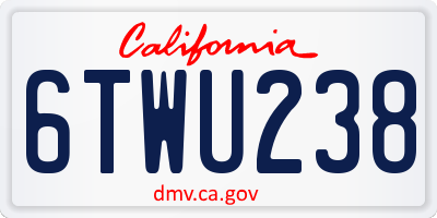 CA license plate 6TWU238