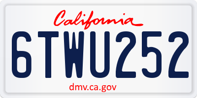 CA license plate 6TWU252