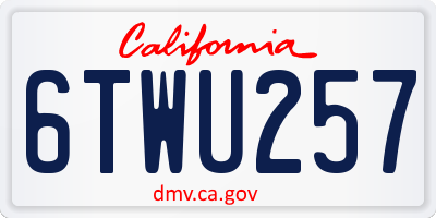 CA license plate 6TWU257