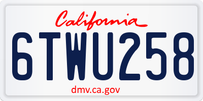 CA license plate 6TWU258
