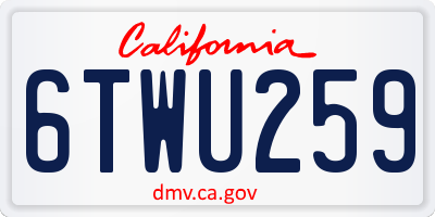 CA license plate 6TWU259