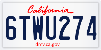 CA license plate 6TWU274