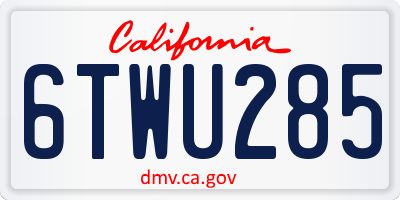CA license plate 6TWU285