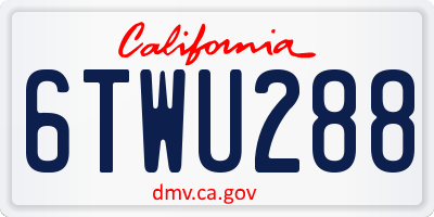 CA license plate 6TWU288