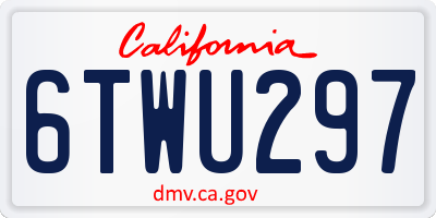 CA license plate 6TWU297