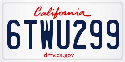 CA license plate 6TWU299