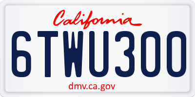 CA license plate 6TWU300