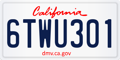CA license plate 6TWU301
