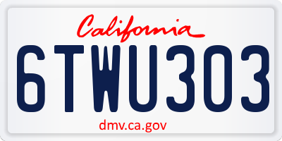 CA license plate 6TWU303