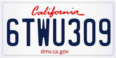 CA license plate 6TWU309