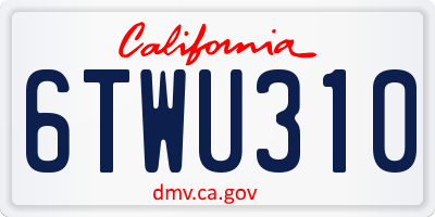 CA license plate 6TWU310