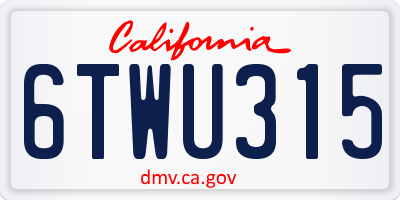 CA license plate 6TWU315