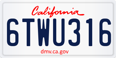 CA license plate 6TWU316
