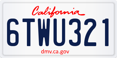 CA license plate 6TWU321