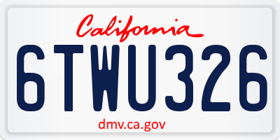 CA license plate 6TWU326