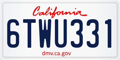 CA license plate 6TWU331