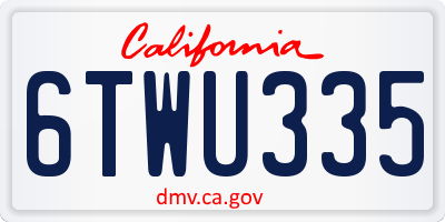 CA license plate 6TWU335