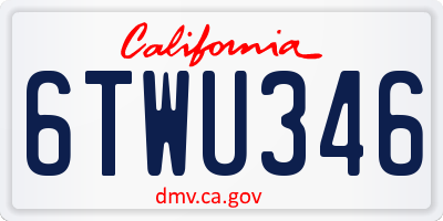 CA license plate 6TWU346