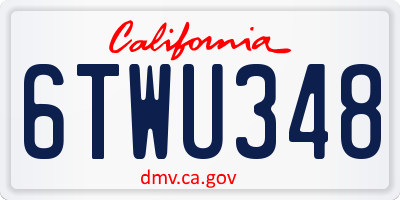 CA license plate 6TWU348