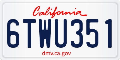 CA license plate 6TWU351