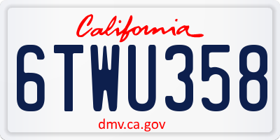CA license plate 6TWU358