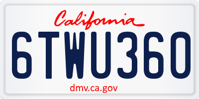 CA license plate 6TWU360
