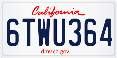 CA license plate 6TWU364