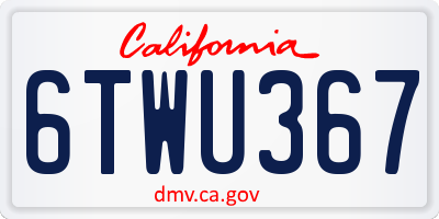 CA license plate 6TWU367