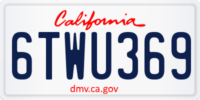 CA license plate 6TWU369