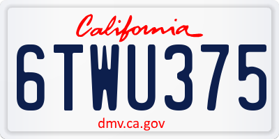 CA license plate 6TWU375