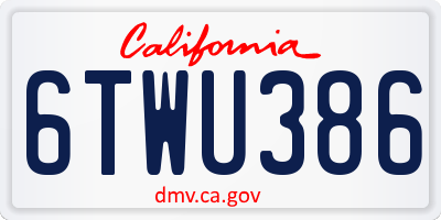 CA license plate 6TWU386