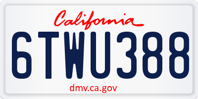 CA license plate 6TWU388