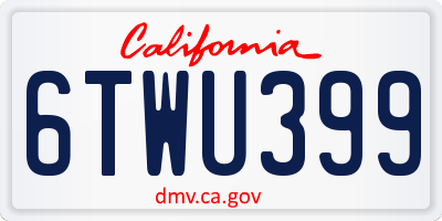 CA license plate 6TWU399