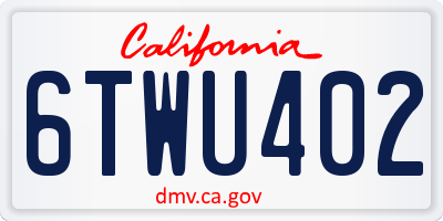 CA license plate 6TWU402