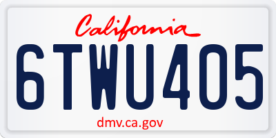 CA license plate 6TWU405