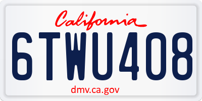 CA license plate 6TWU408
