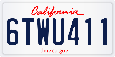 CA license plate 6TWU411