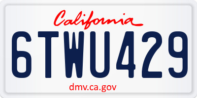 CA license plate 6TWU429
