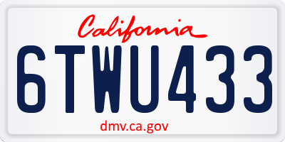 CA license plate 6TWU433
