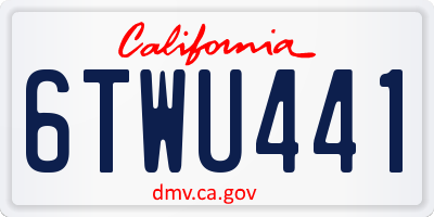 CA license plate 6TWU441
