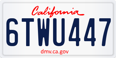 CA license plate 6TWU447